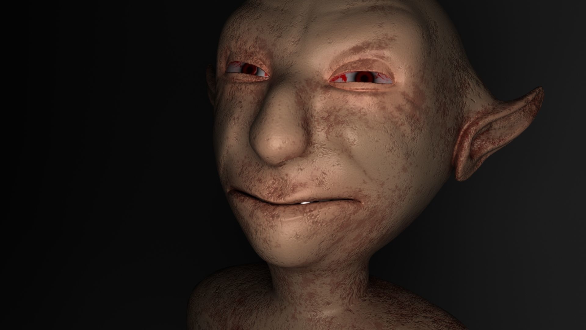 Devil elf head with eyes 3D model_9