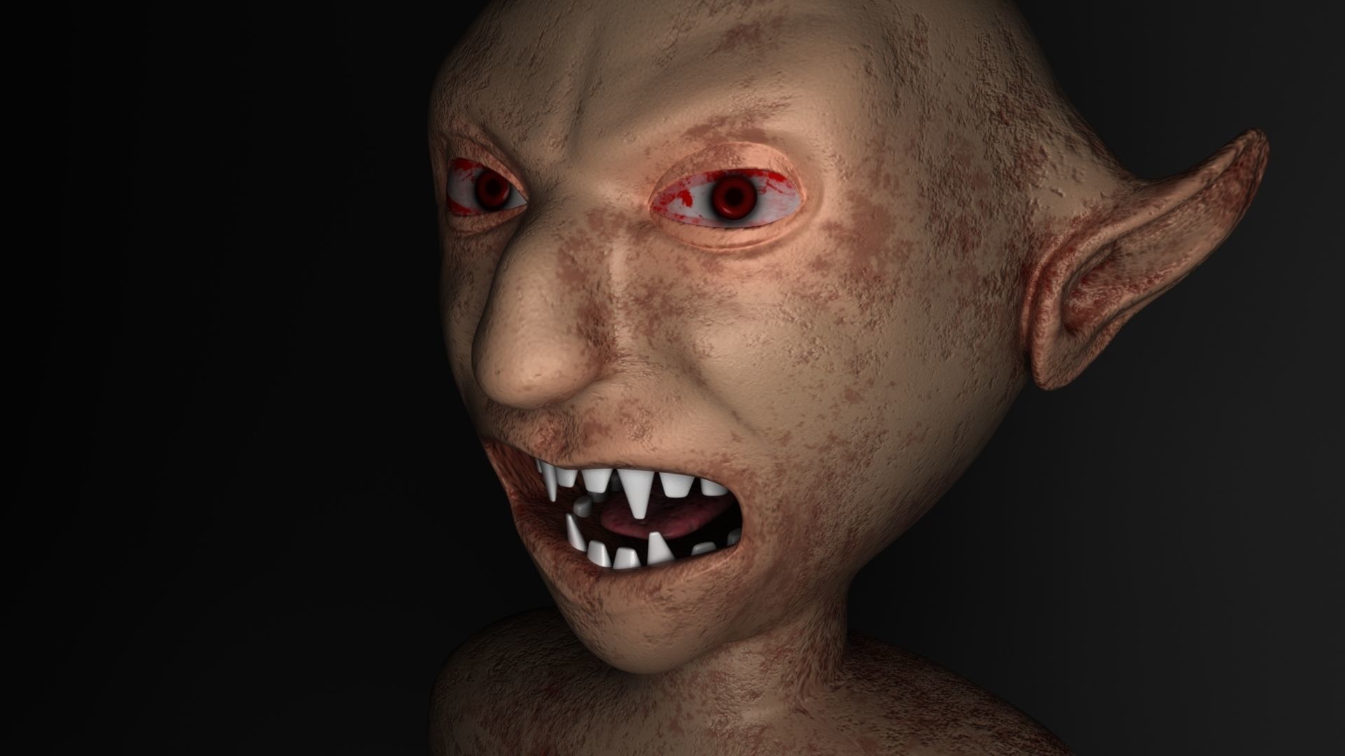 Devil elf head with eyes 3D model_3