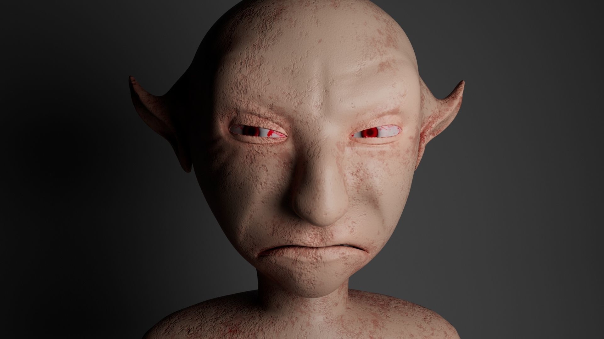 Devil elf head with eyes 3D model_5