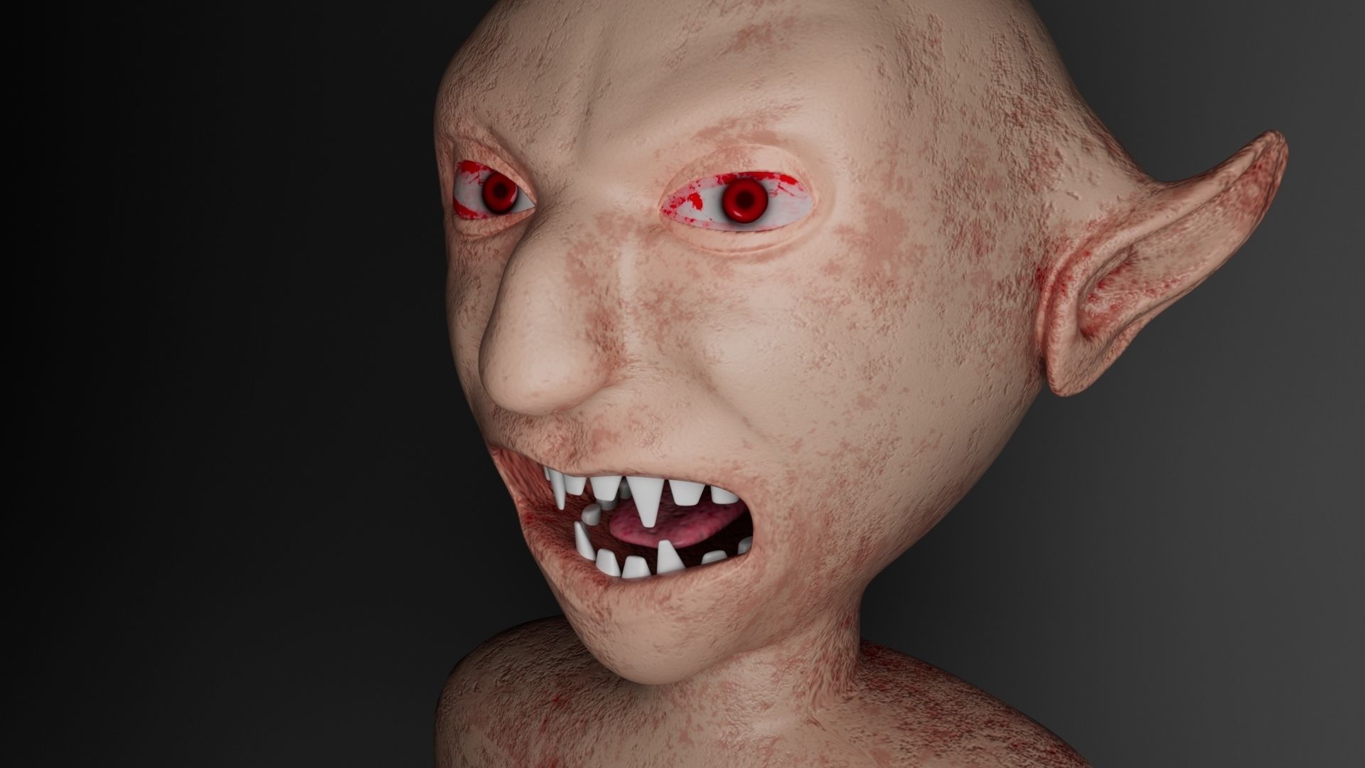 Devil elf head with eyes 3D model_11