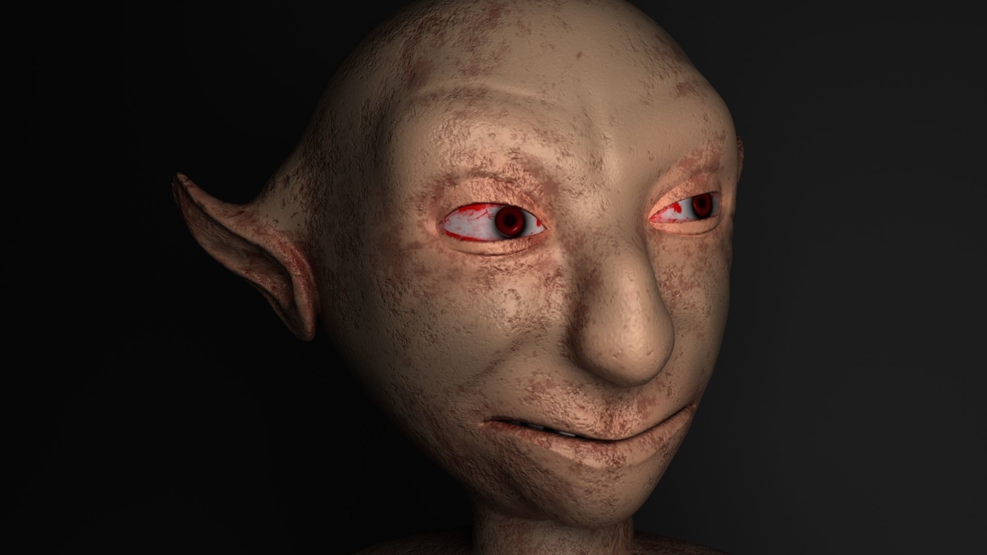Devil elf head with eyes 3D model_6
