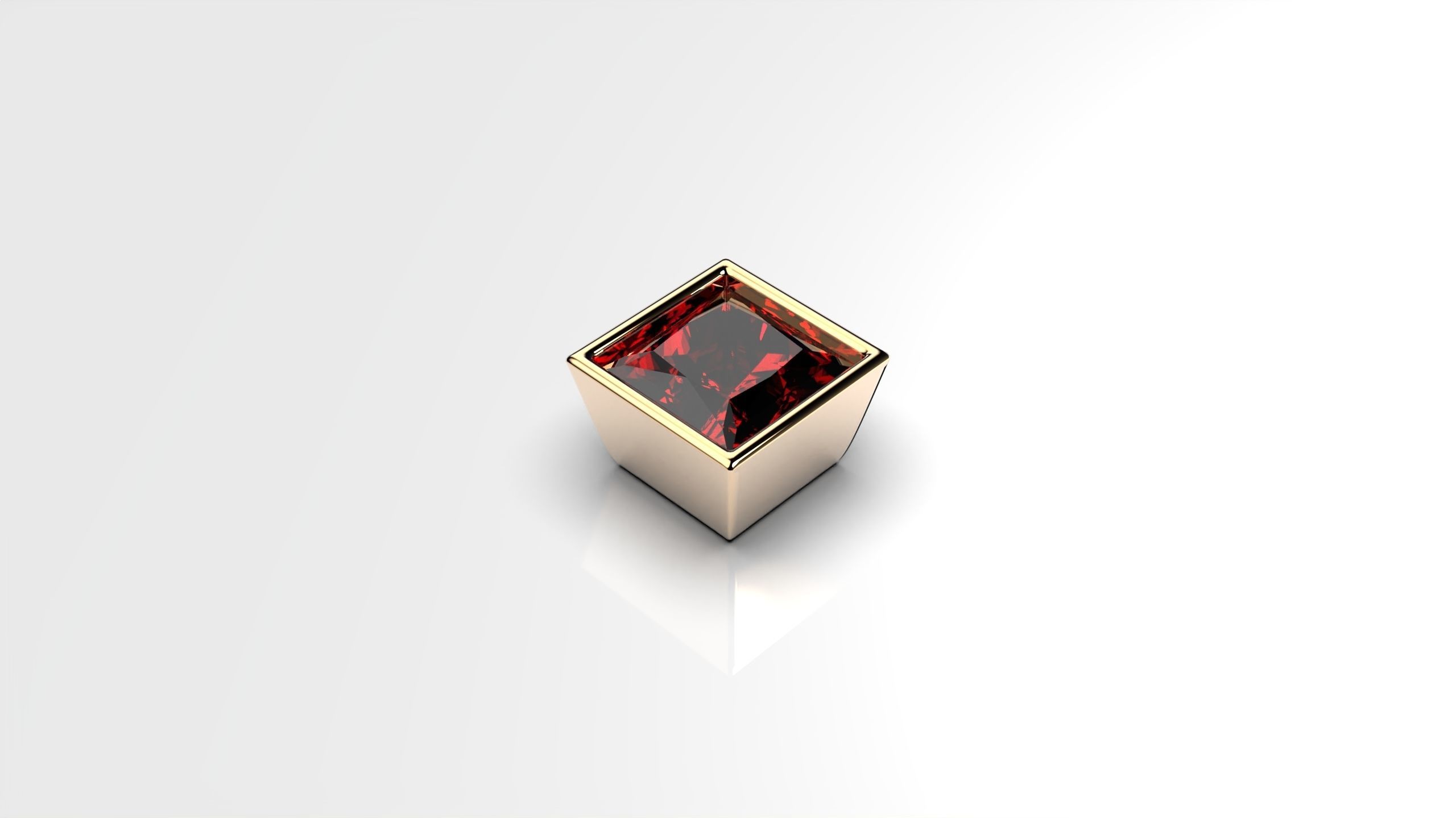 princess shape bezel flush setting ring heads 3D print model_4