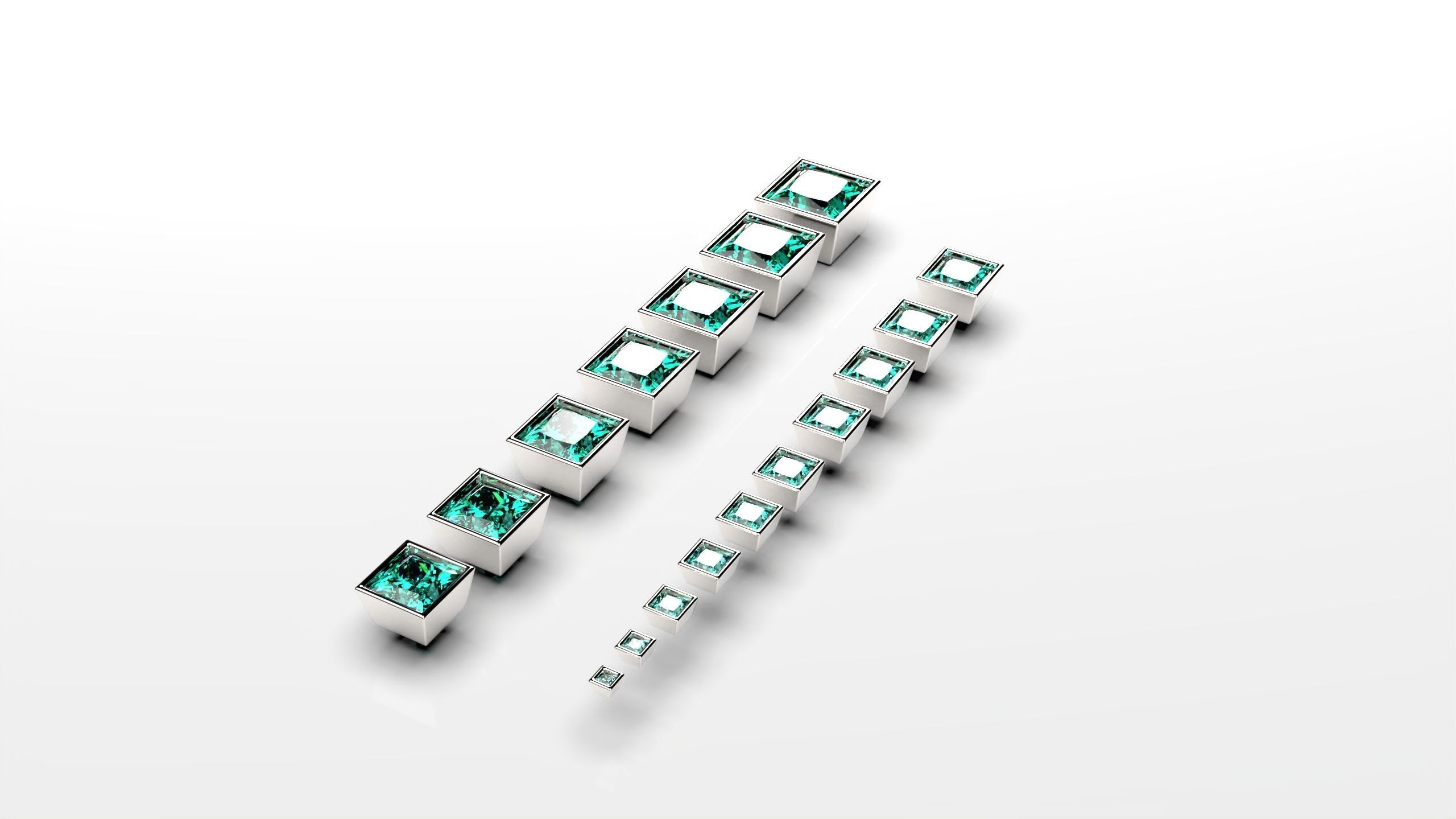 princess shape bezel flush setting ring heads 3D print model_1