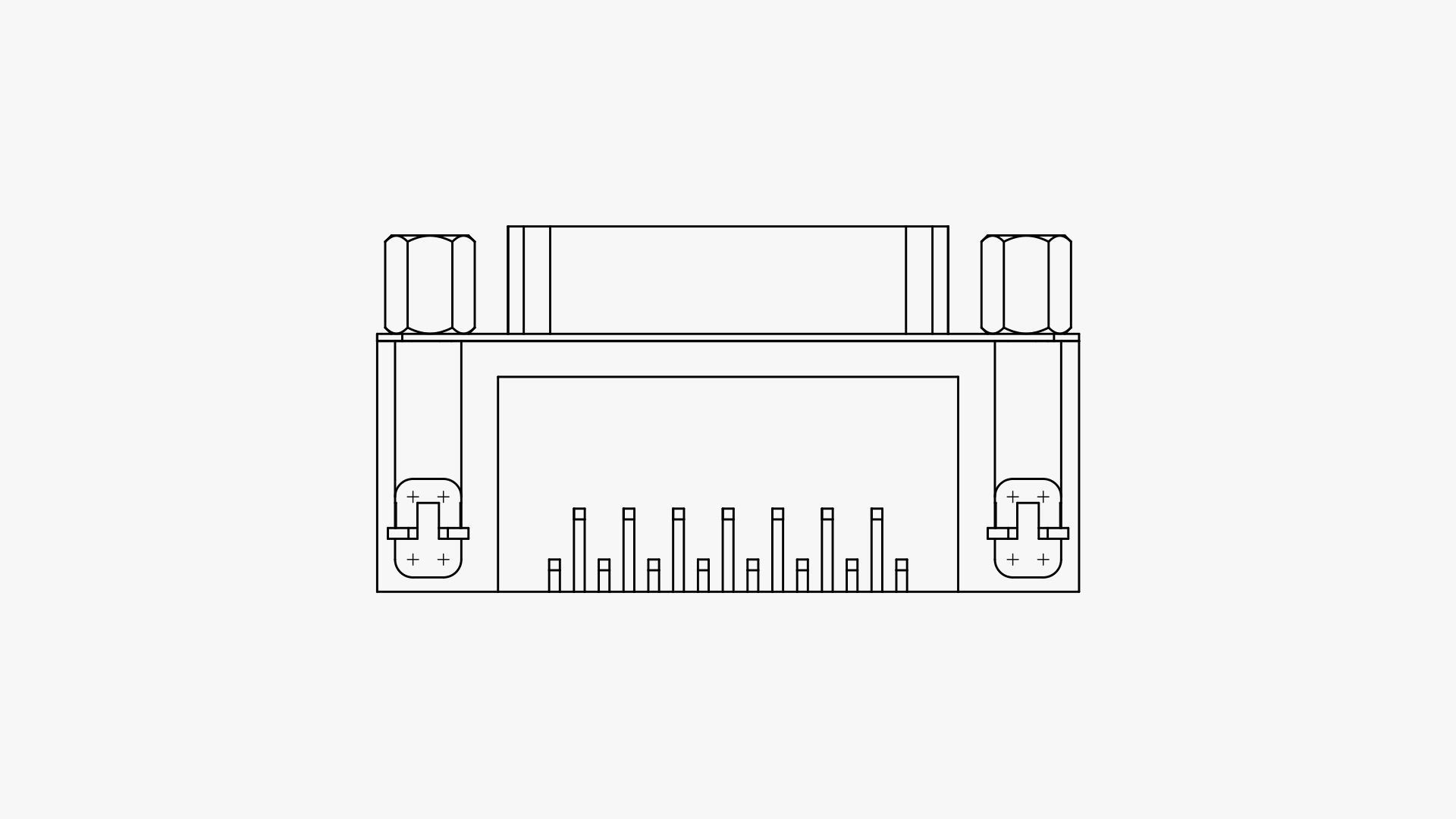 DB15 female connector elbow through hole 3D model_5