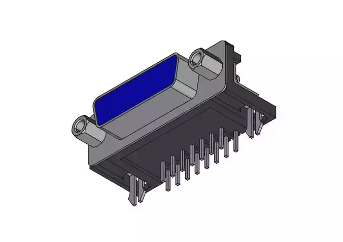 DB15 female connector elbow through hole 3D model