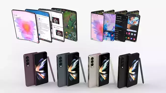 Samsung Galaxy Z Fold 4 Low-poly 3D model