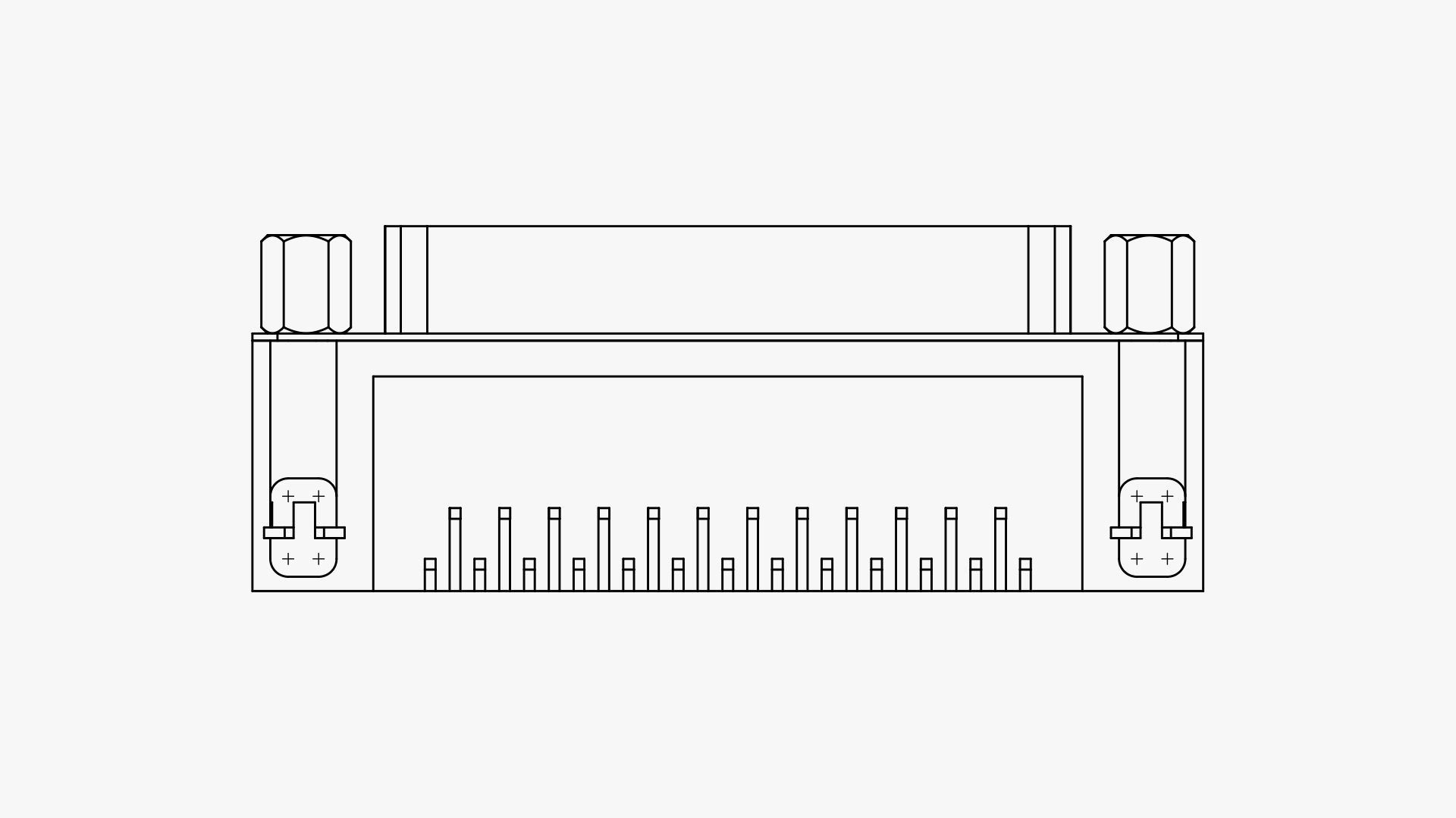 DB25 female connector elbow through hole 3D model_5