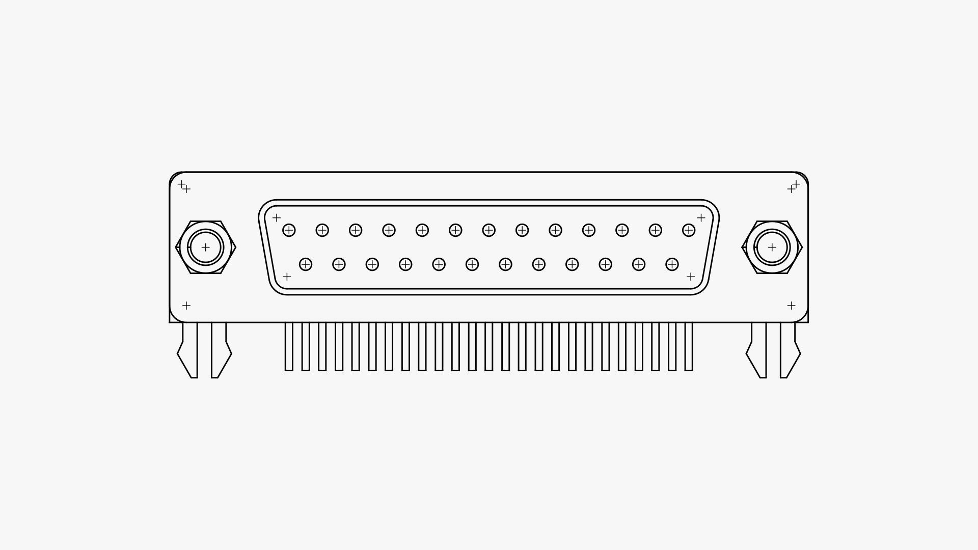 DB25 female connector elbow through hole 3D model_3