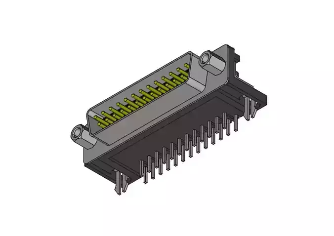 DB25 male connector elbow through hole