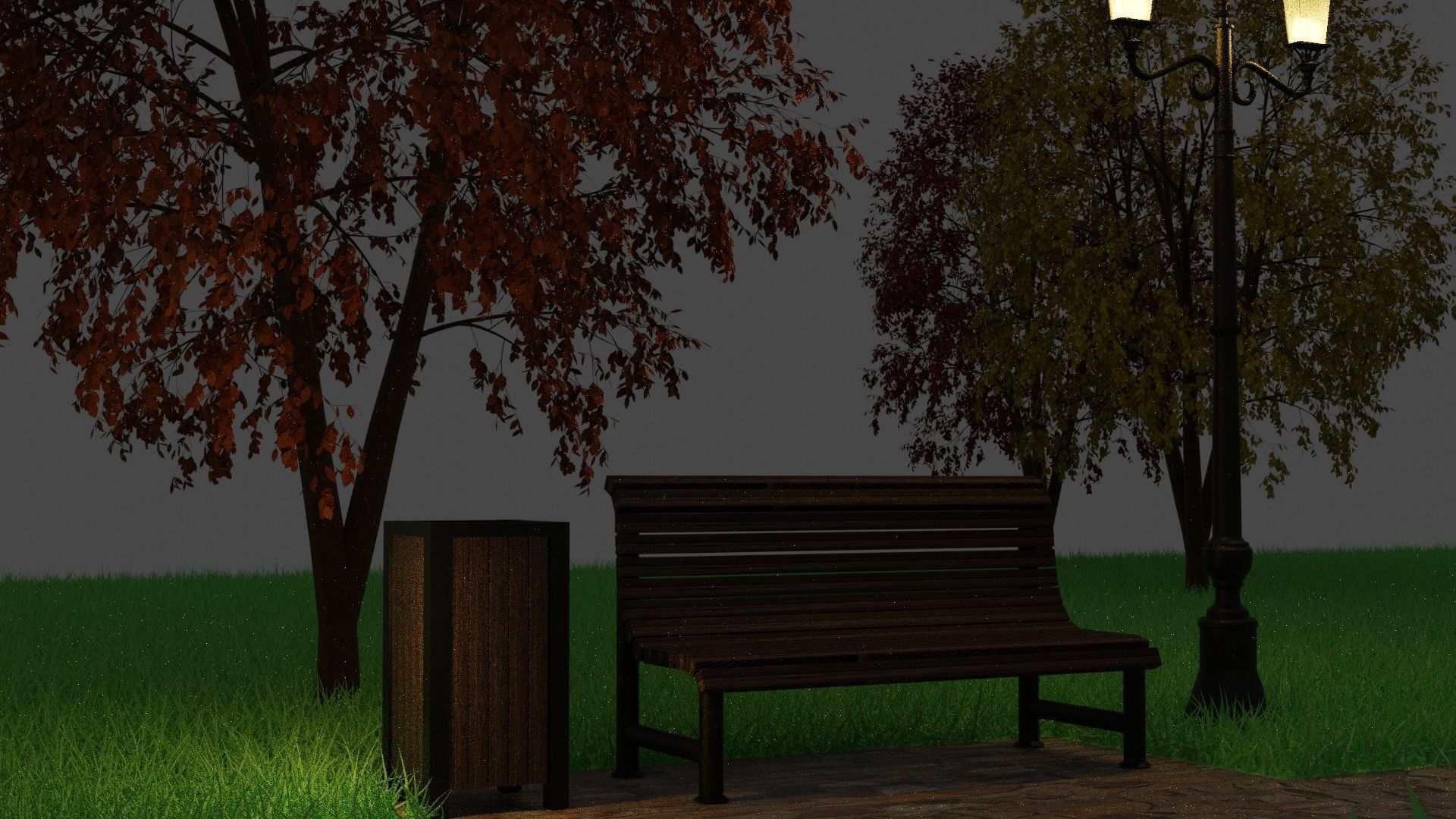  Scene in the park PBR HighPoly 3D model_5
