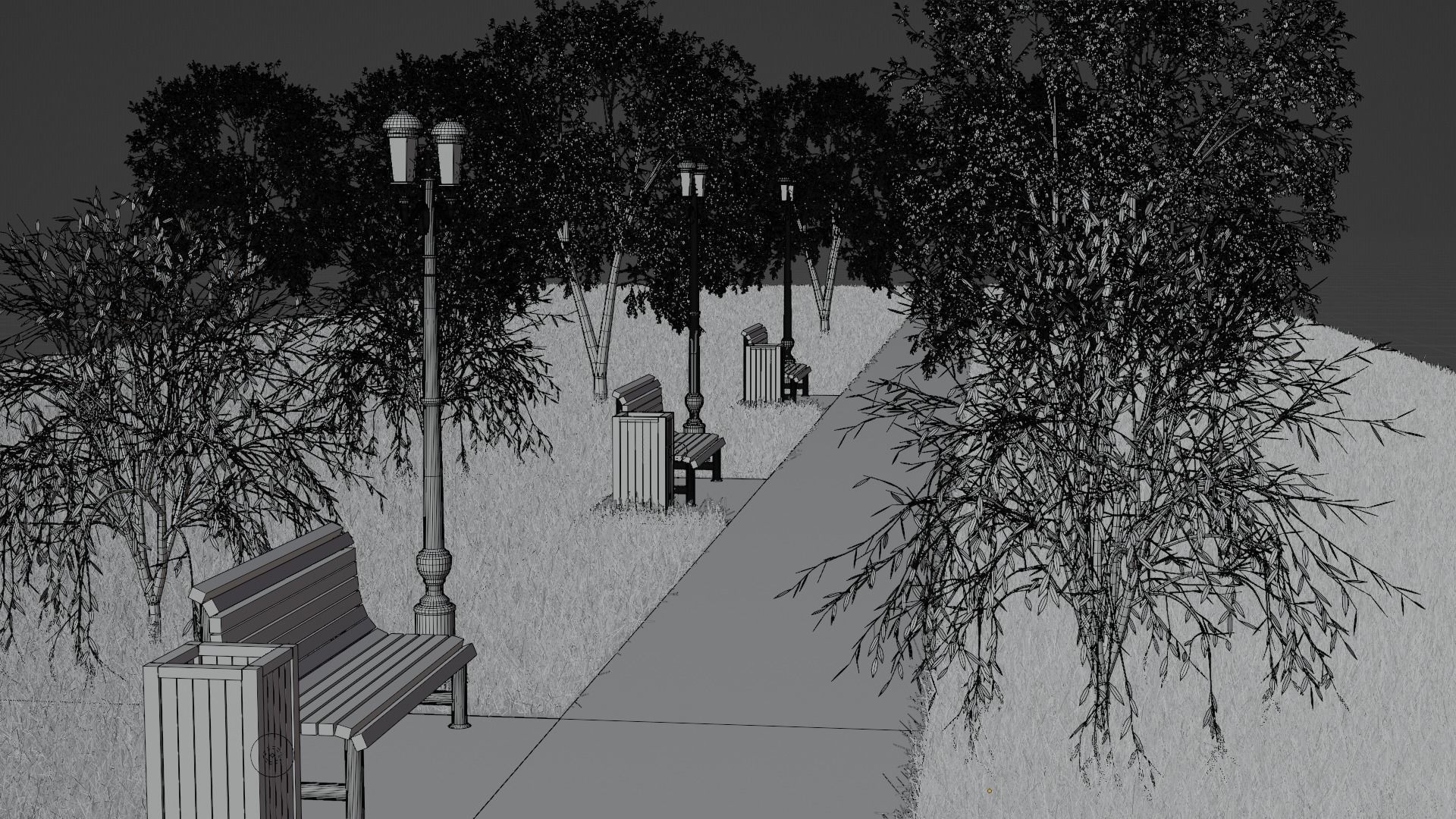  Scene in the park PBR HighPoly 3D model_9