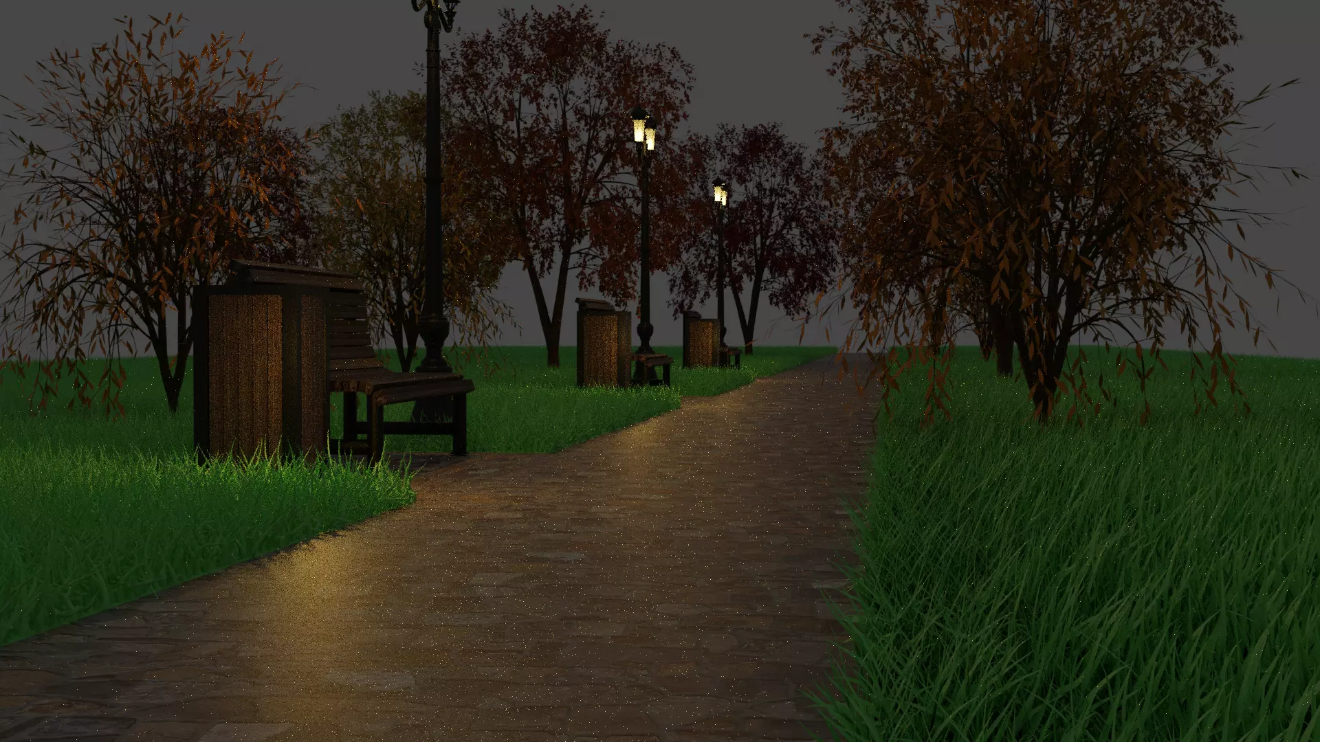  Scene in the park PBR HighPoly 3D model_0