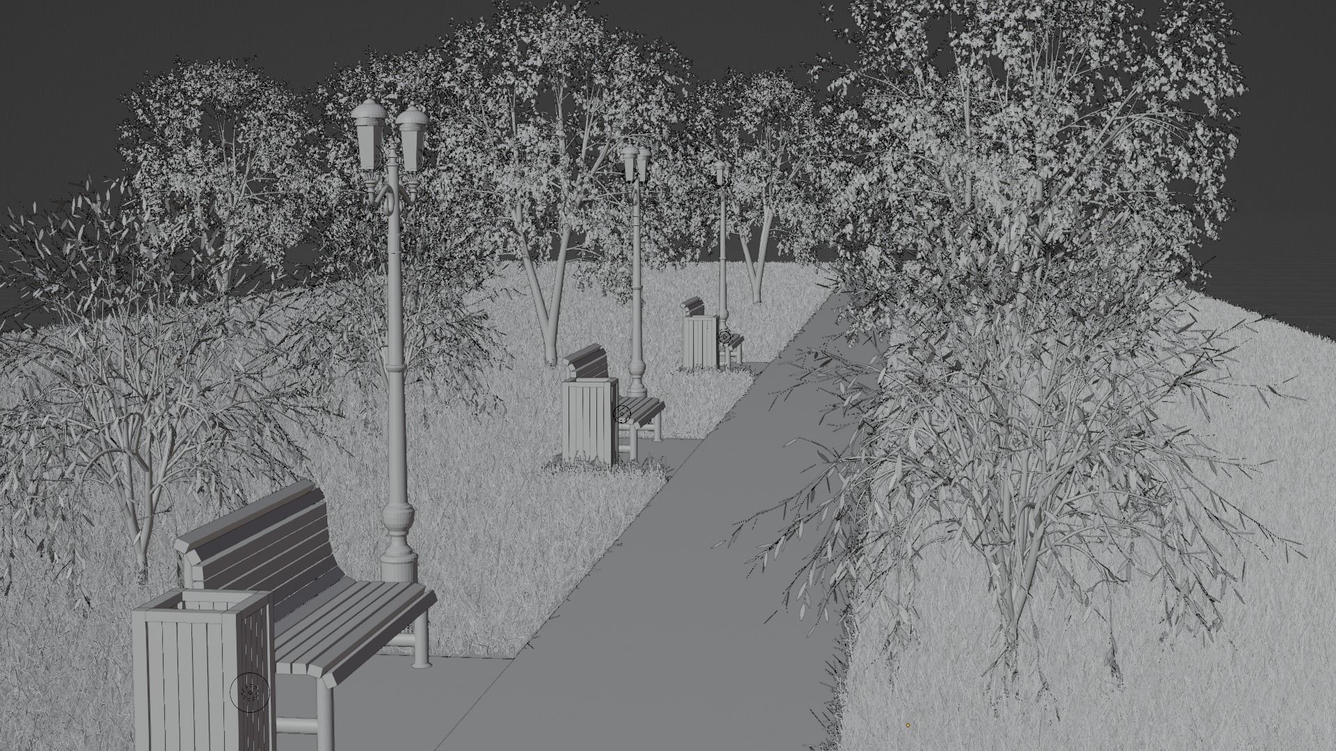  Scene in the park PBR HighPoly 3D model_8