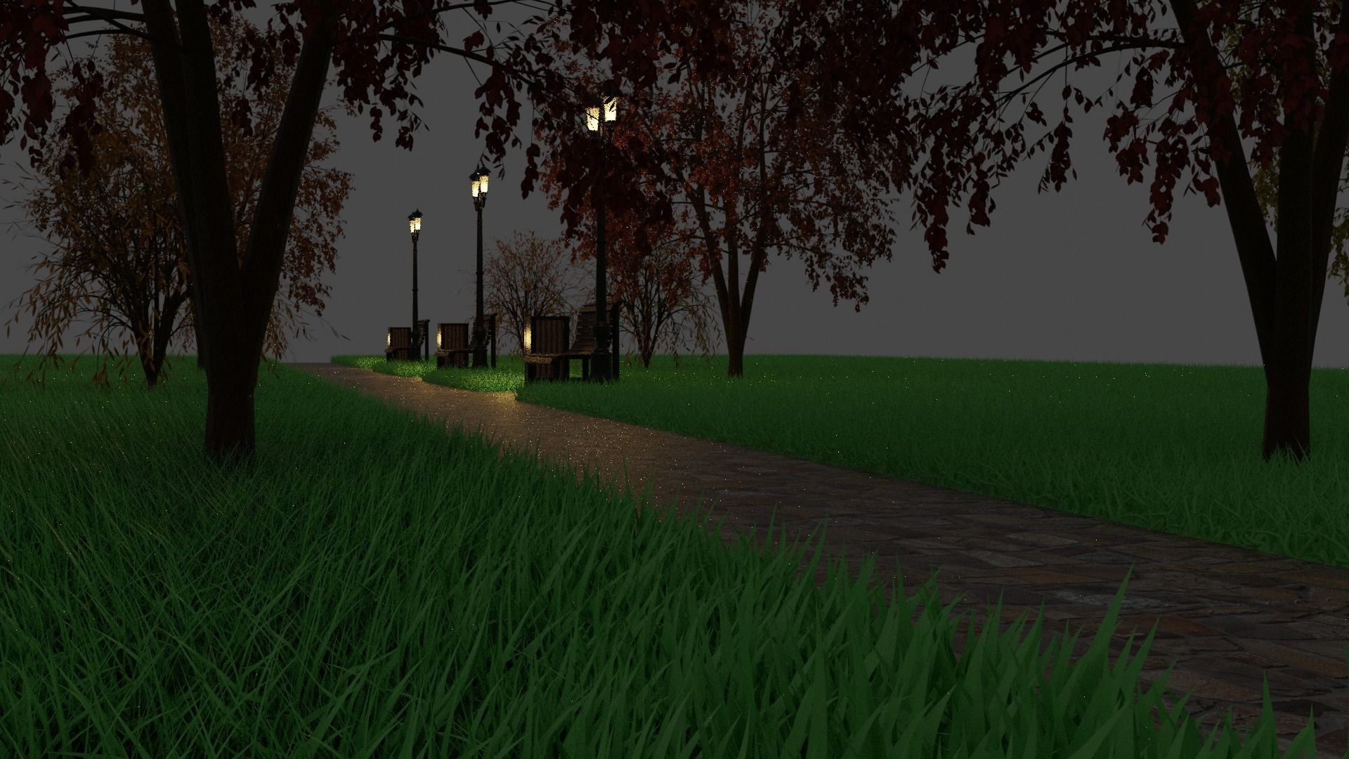  Scene in the park PBR HighPoly 3D model_3