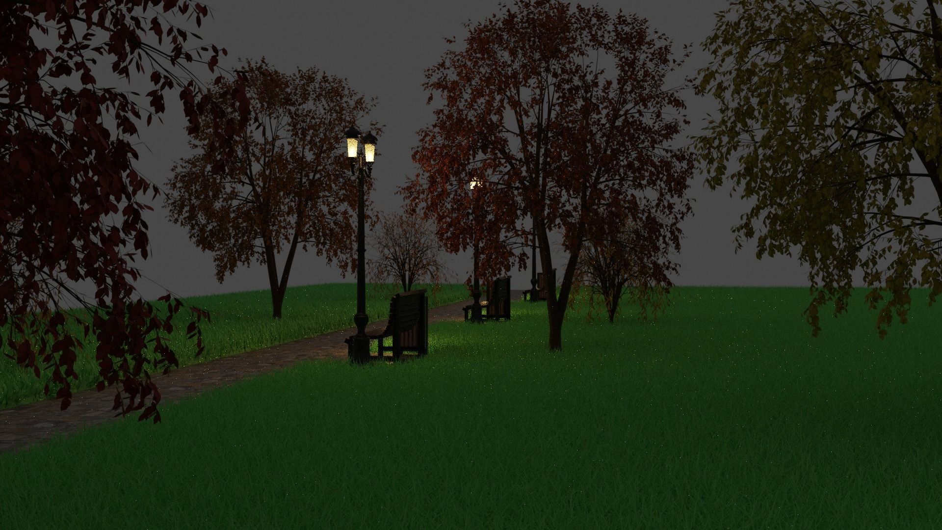  Scene in the park PBR HighPoly 3D model_4