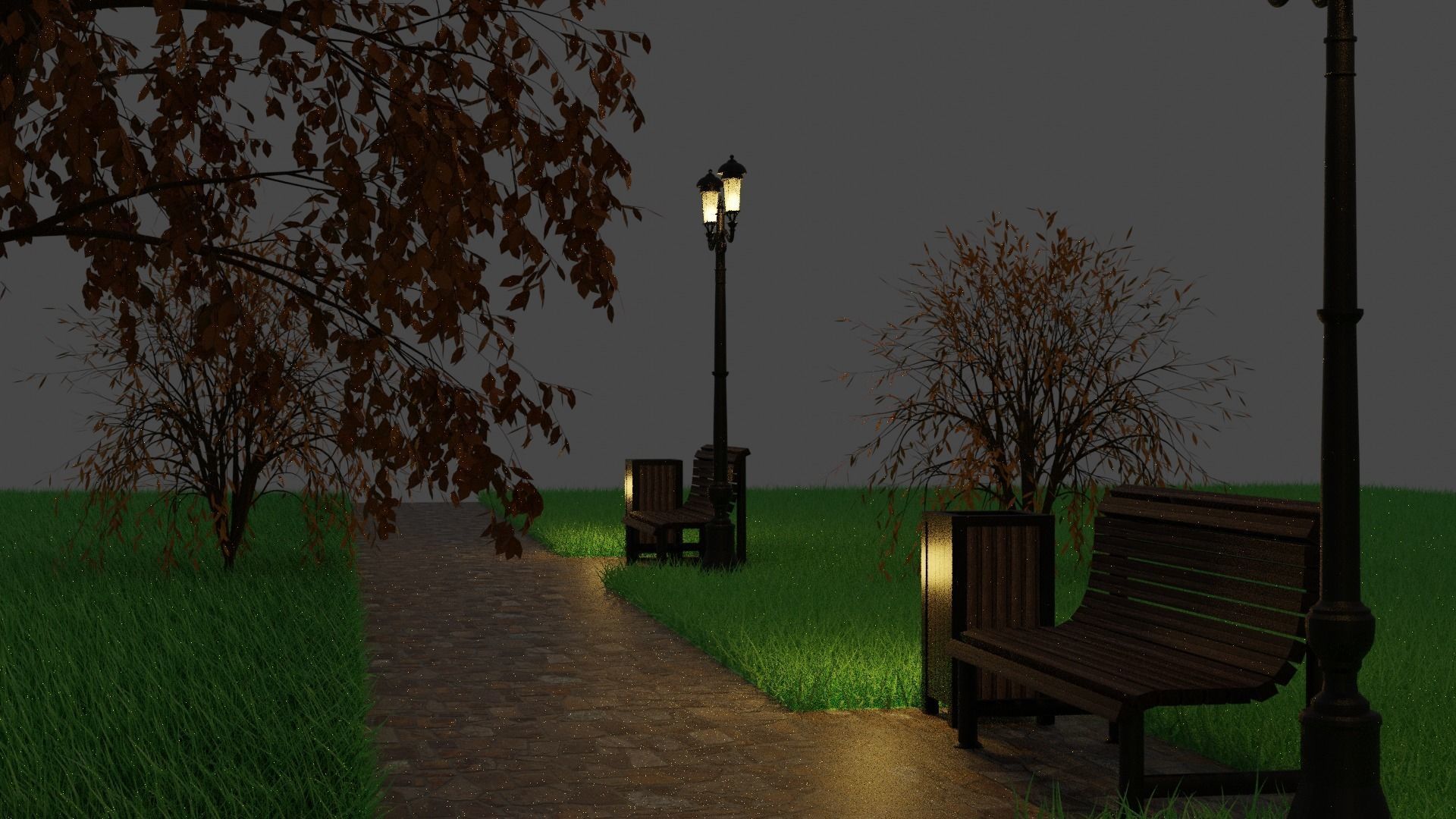  Scene in the park PBR HighPoly 3D model_6