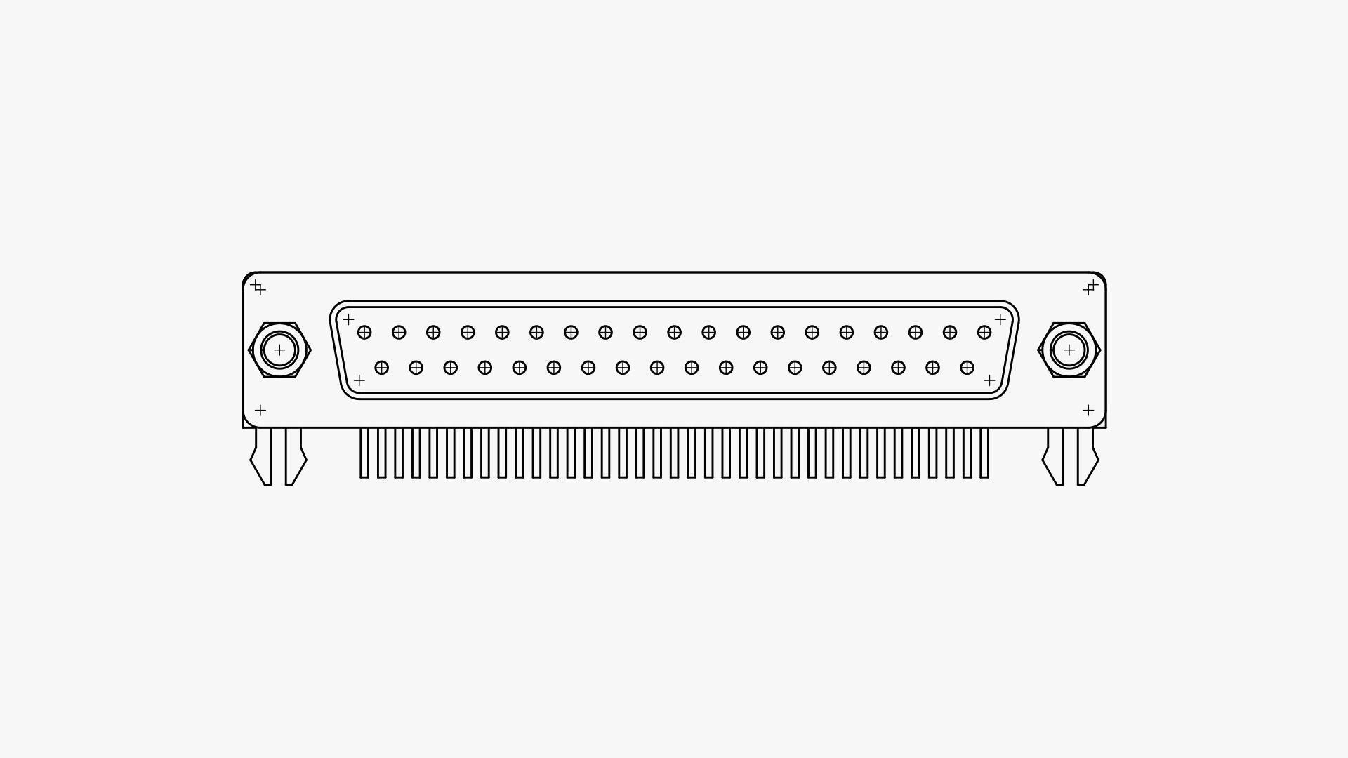 DB37 female cpnnector elbow through hole 3D model_3