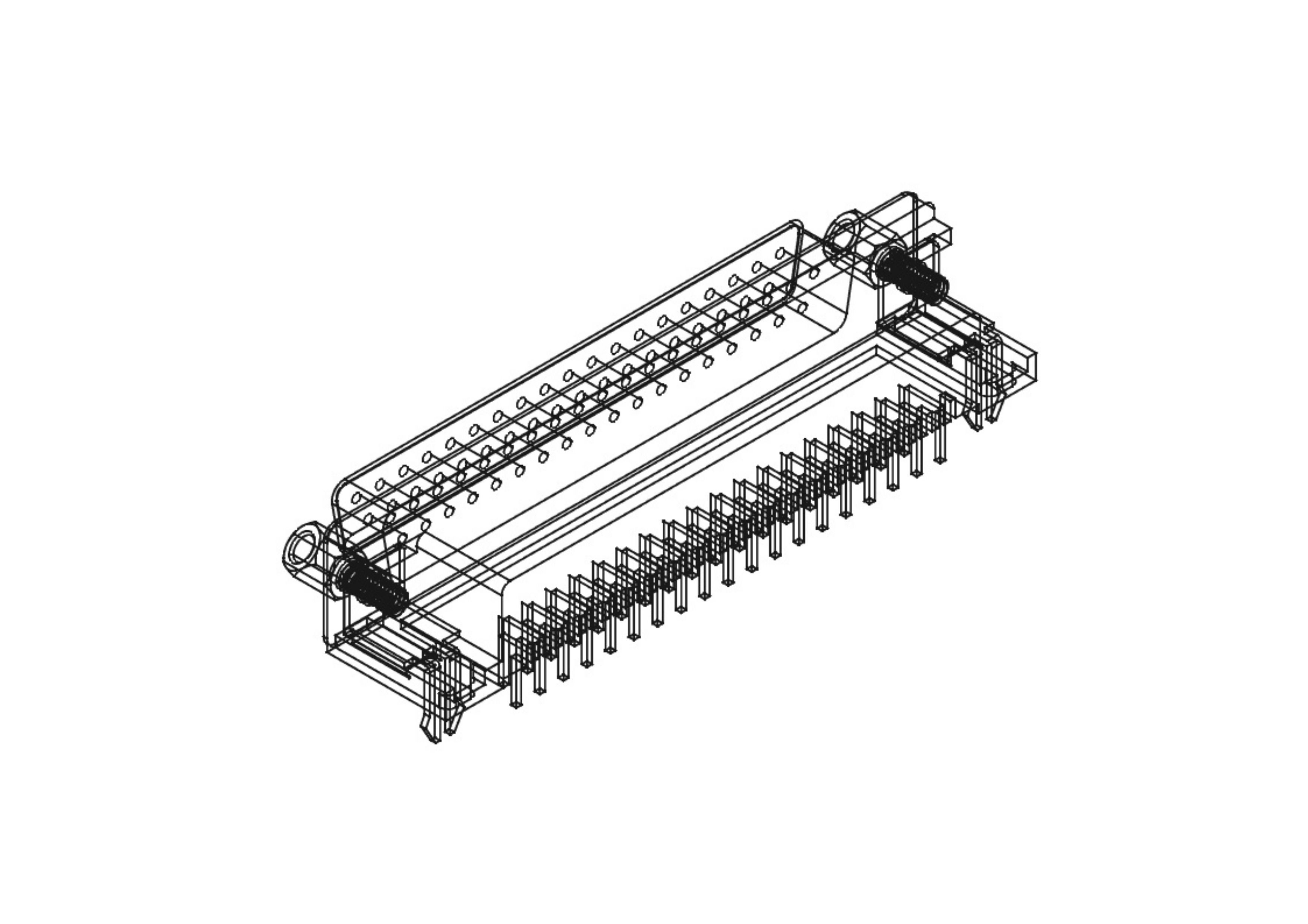 DB37 female cpnnector elbow through hole 3D model_1
