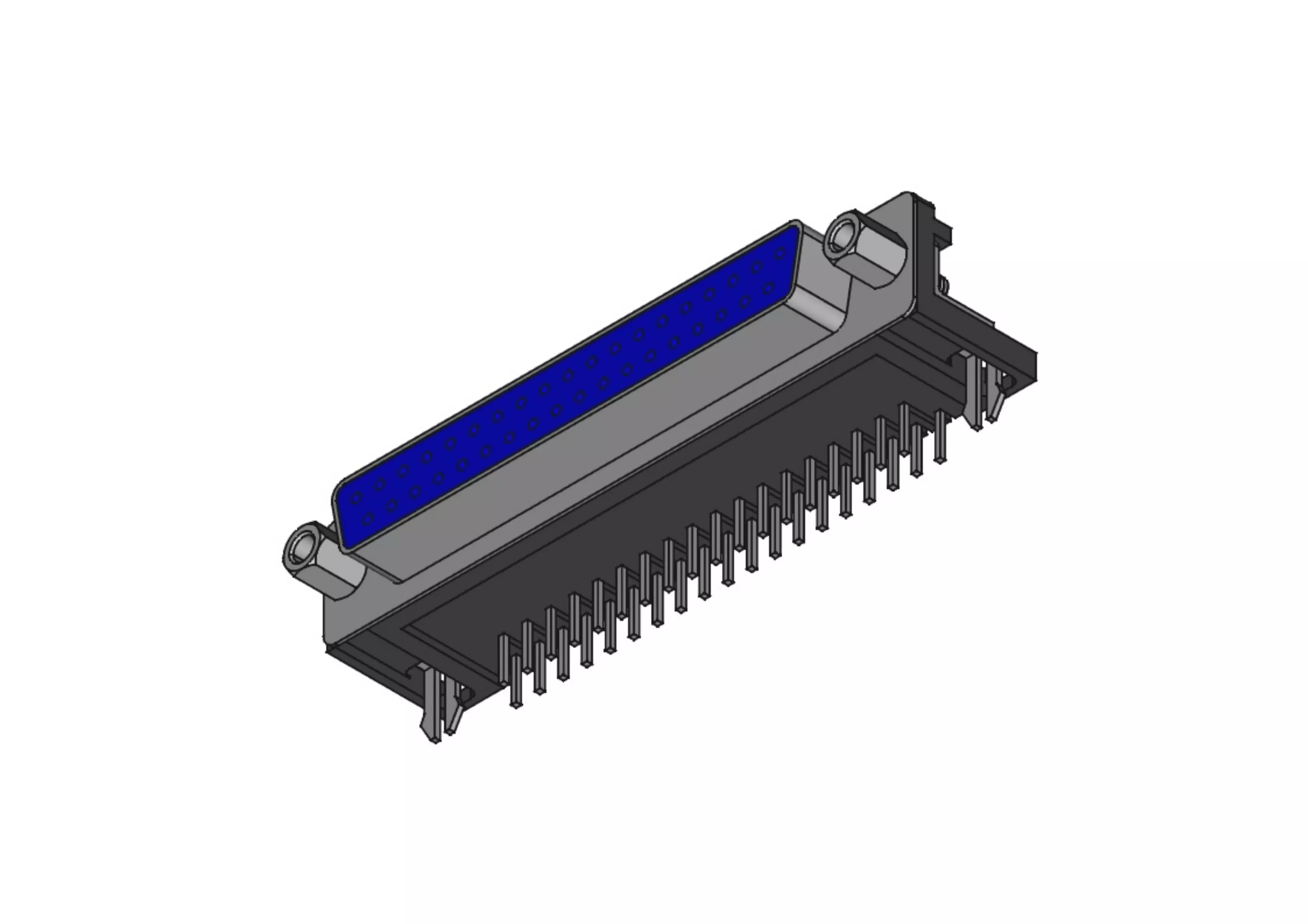 DB37 female cpnnector elbow through hole 3D model_0