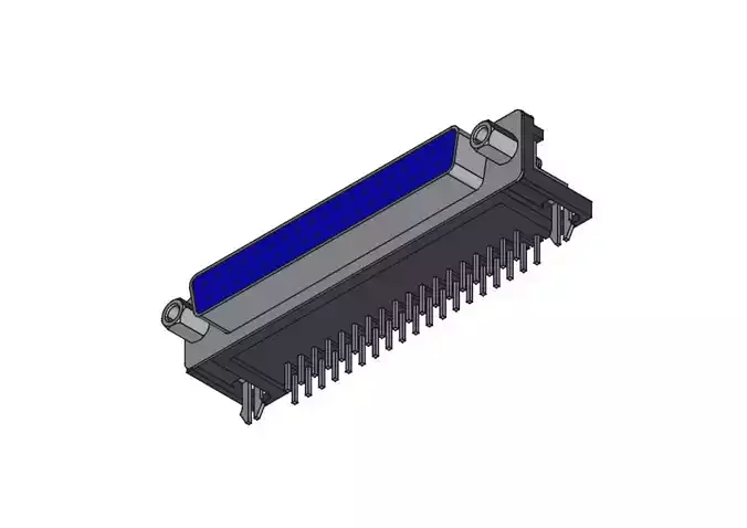 DB37 female cpnnector elbow through hole 3D model