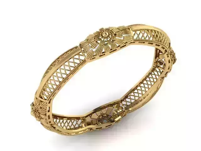 Bracelet ornate gold plated bangle