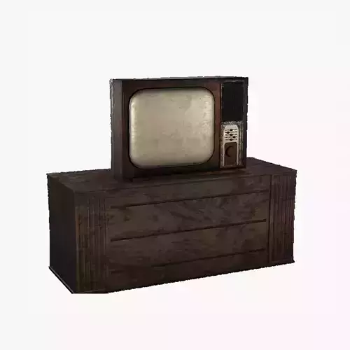 Old Classic Wooden Vintage TV Low Poly