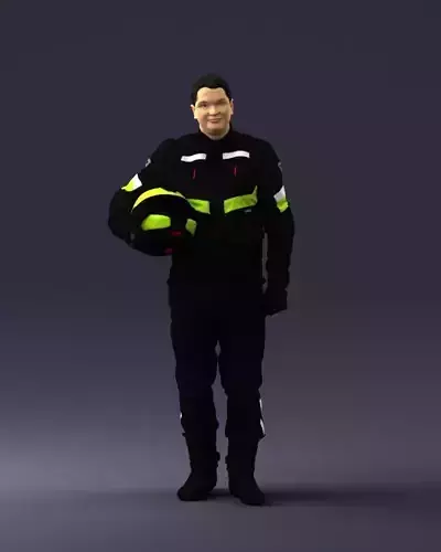 Biker in motorcycle jacket and helmet 0095 3D Print Ready