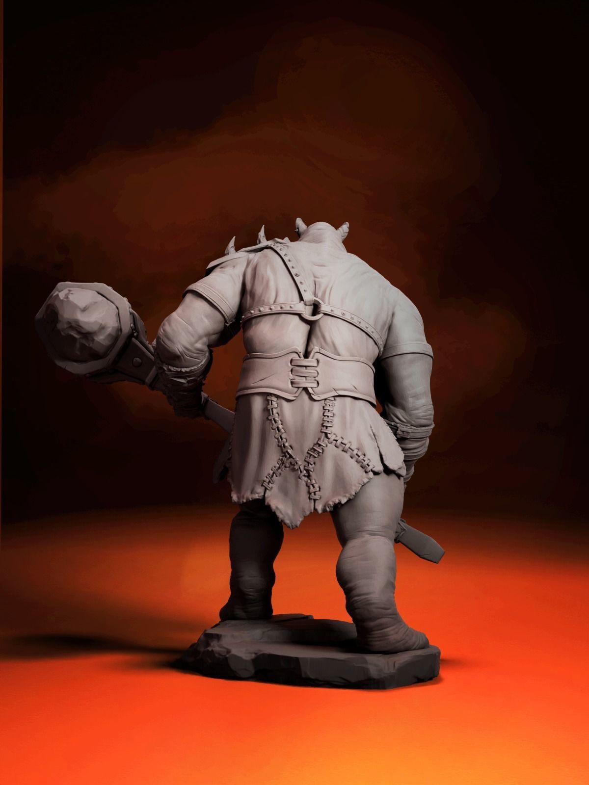 RAINO WITH MACE -THE RHINO WARRIOR 3D print model_1