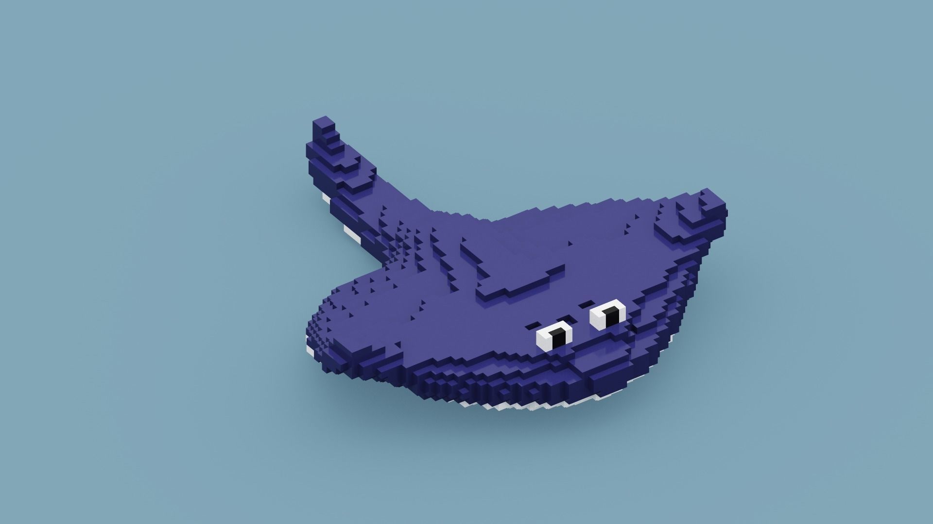 Voxel Stingray Low-poly 3D model_8
