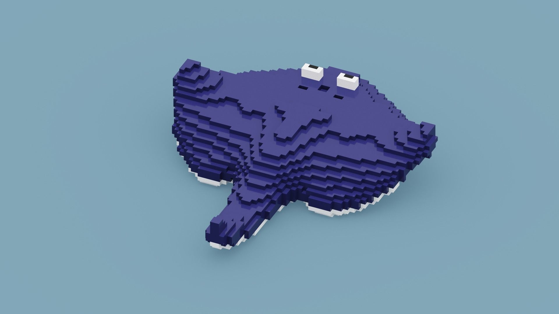 Voxel Stingray Low-poly 3D model_2