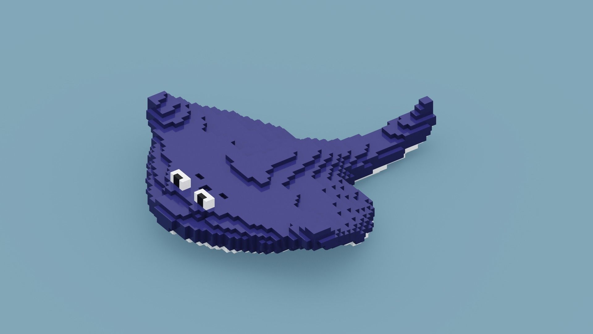 Voxel Stingray Low-poly 3D model_1