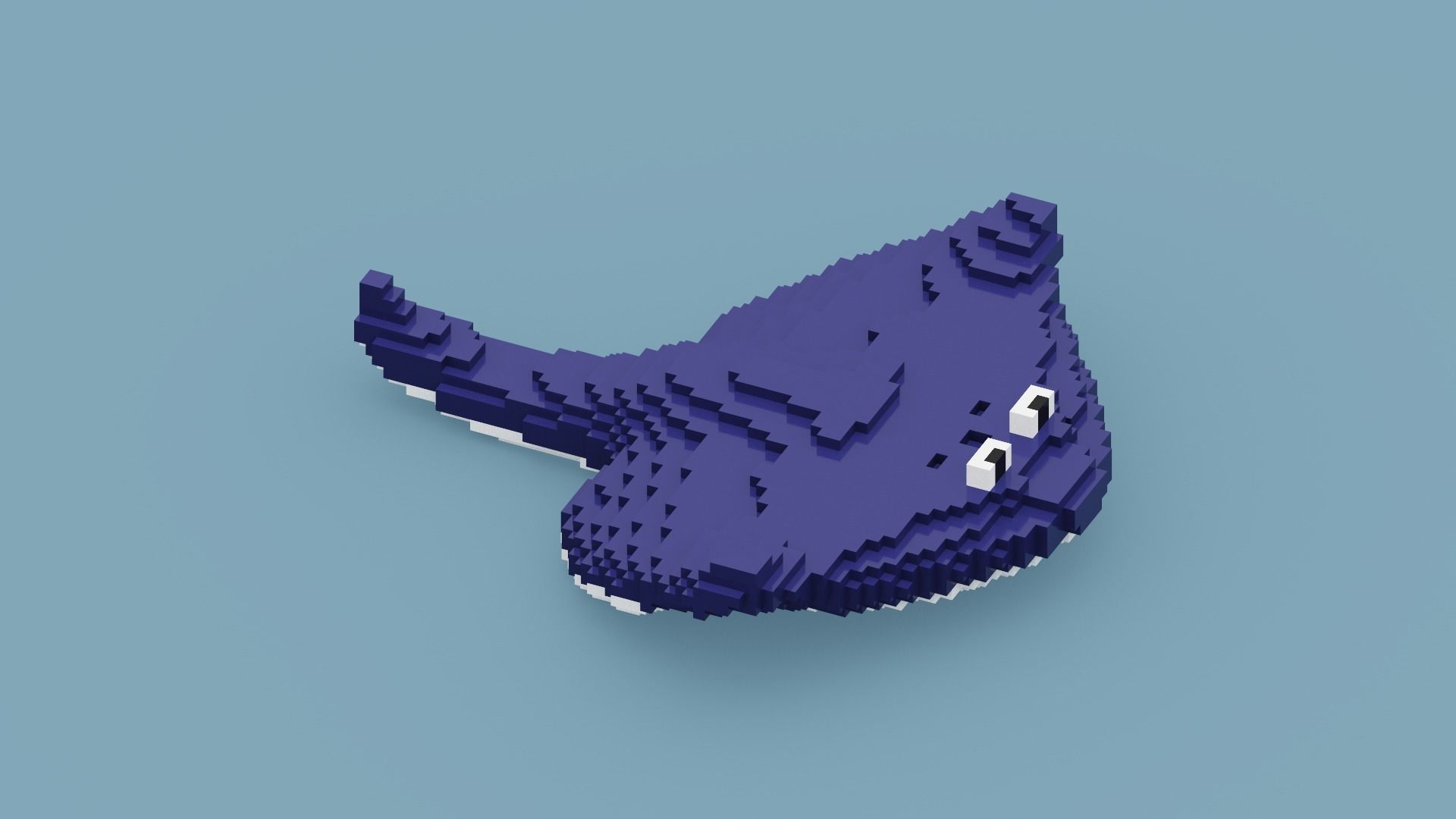 Voxel Stingray Low-poly 3D model_7