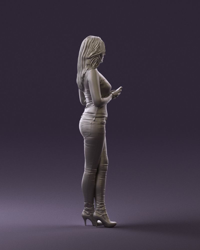 Blond woman with phone 0785 3D model_13