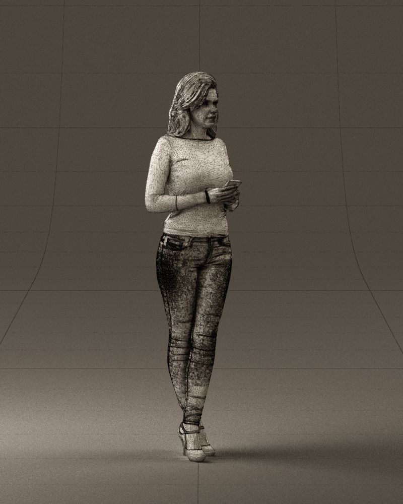 Blond woman with phone 0785 3D model_8