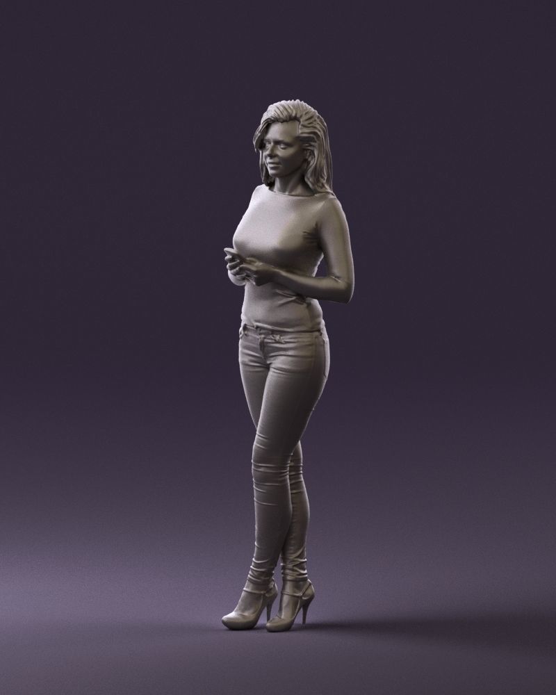 Blond woman with phone 0785 3D model_28