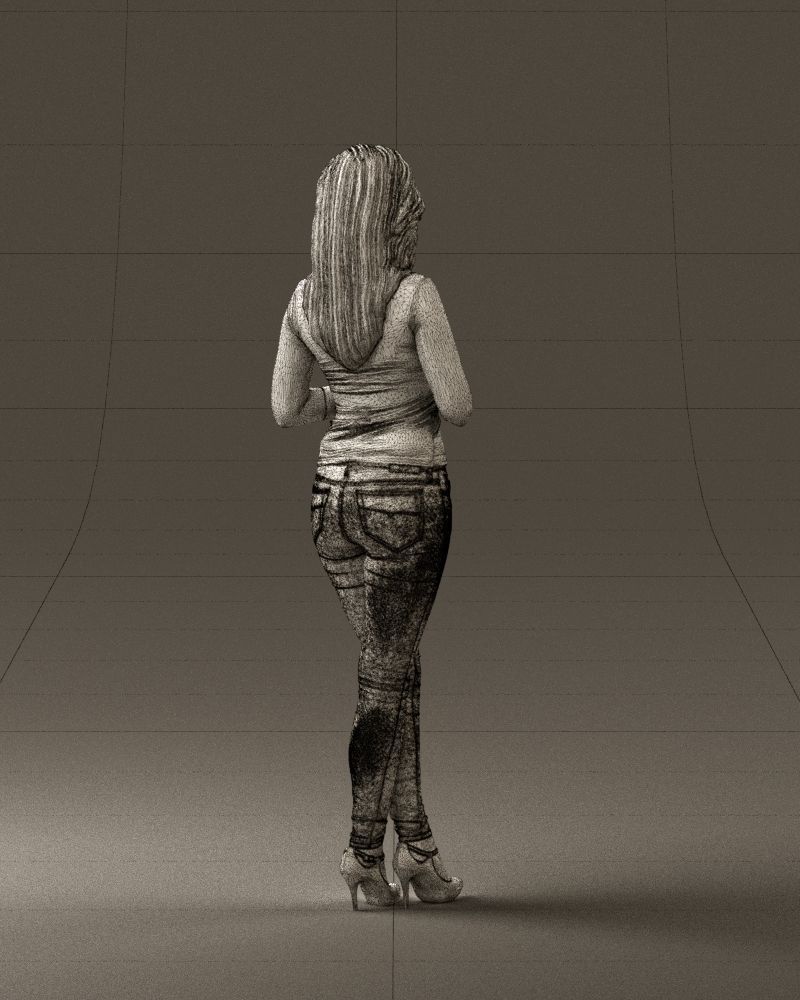 Blond woman with phone 0785 3D model_17
