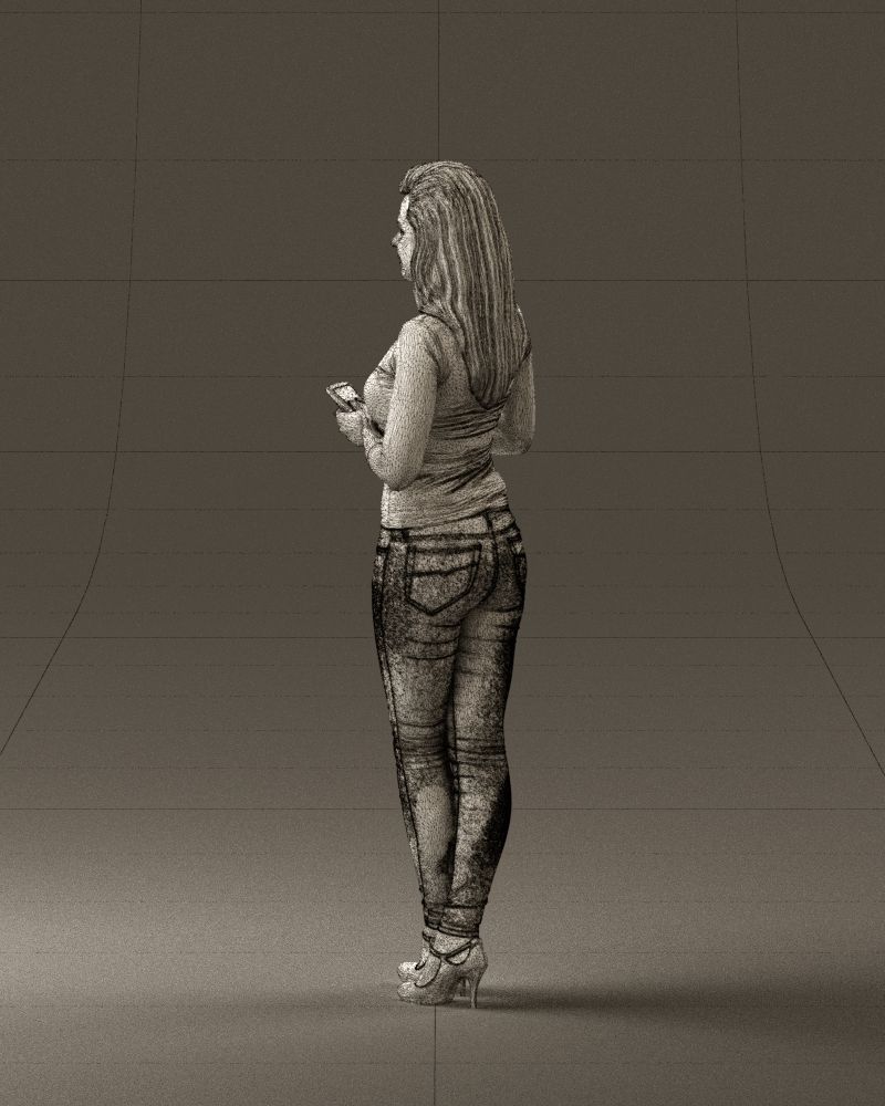 Blond woman with phone 0785 3D model_23
