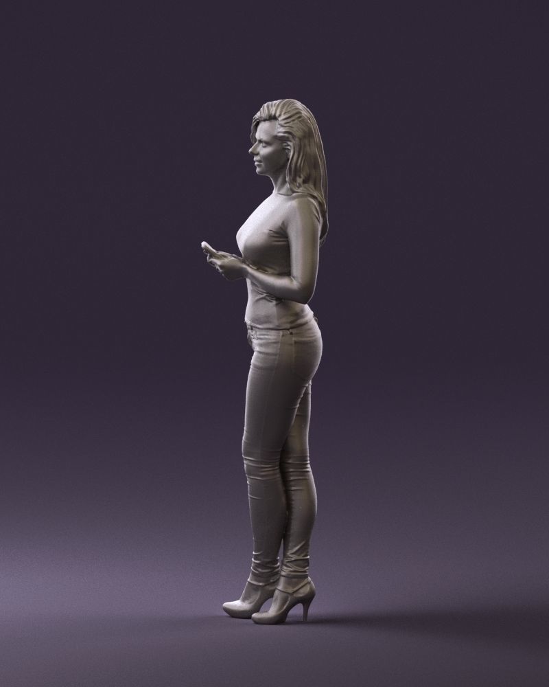 Blond woman with phone 0785 3D model_25