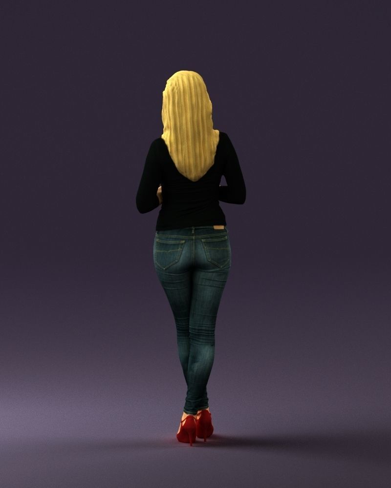 Blond woman with phone 0785 3D model_18