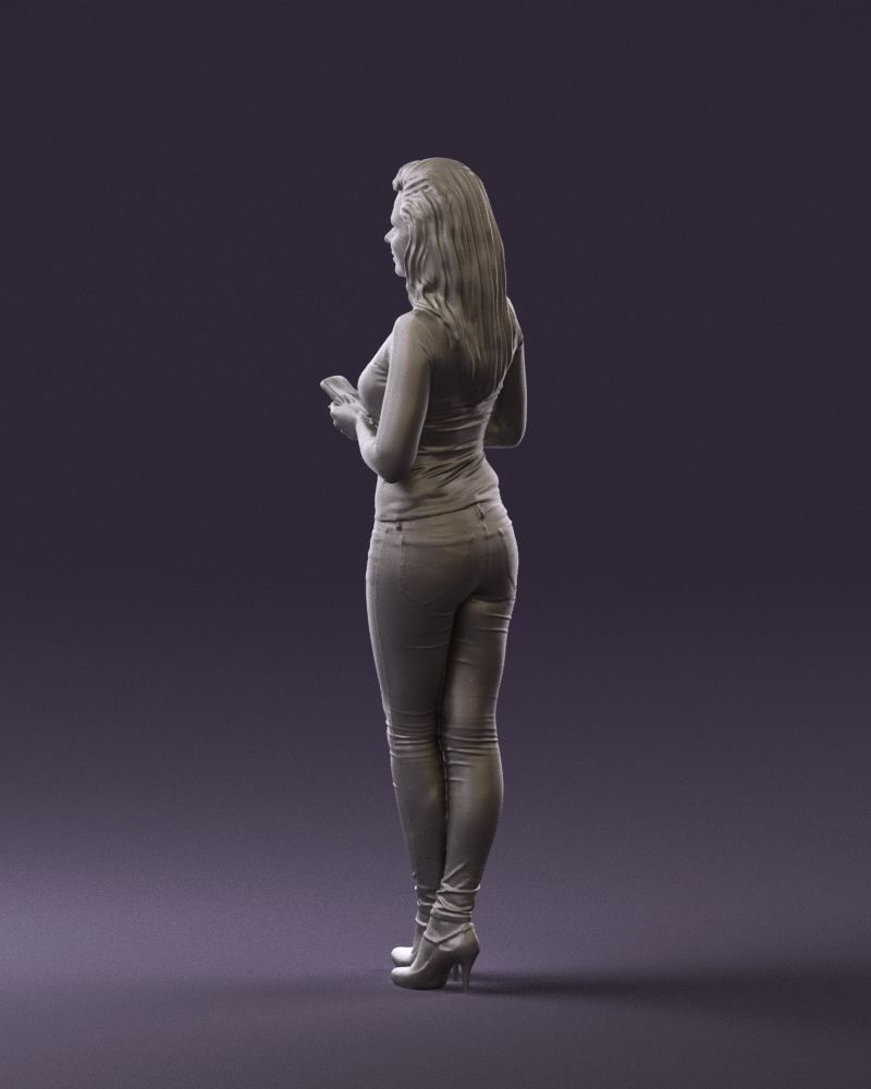 Blond woman with phone 0785 3D model_22