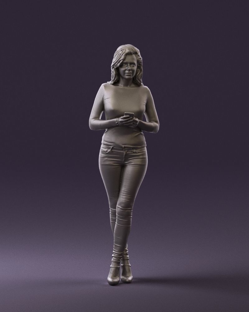 Blond woman with phone 0785 3D model_34