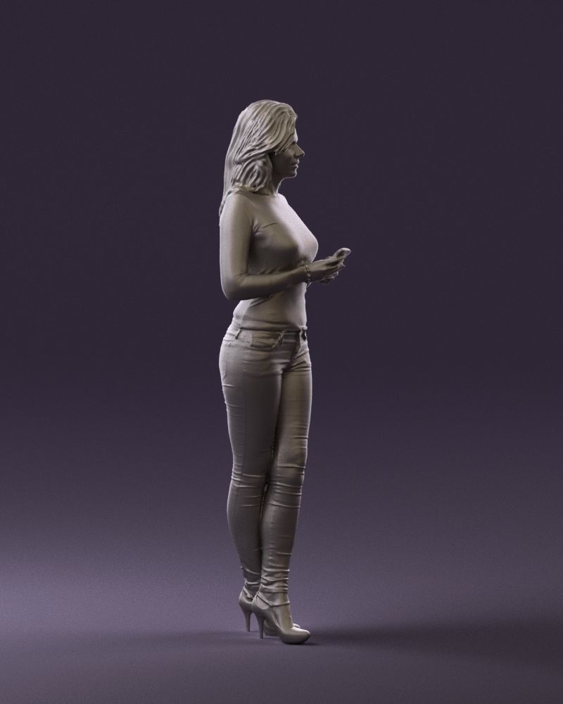 Blond woman with phone 0785 3D model_10