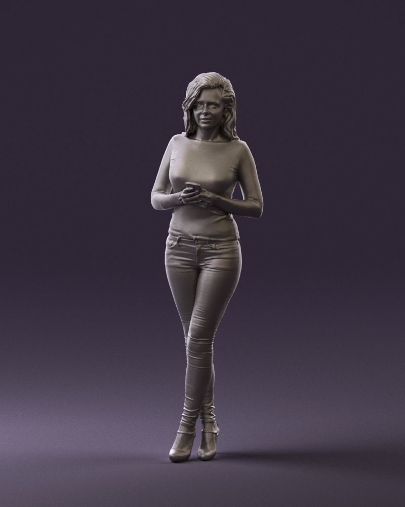 Blond woman with phone 0785 3D model_31
