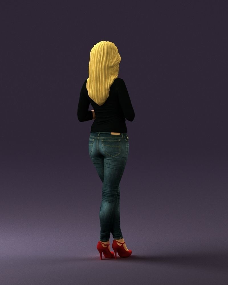 Blond woman with phone 0785 3D model_15