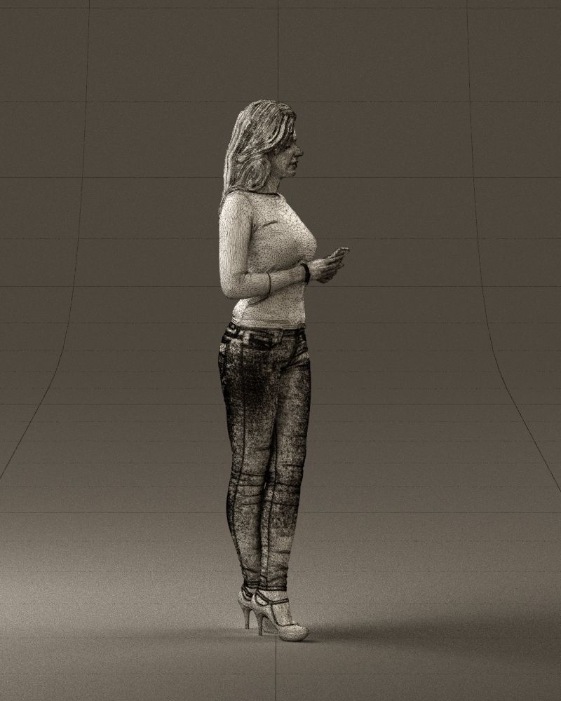 Blond woman with phone 0785 3D model_11