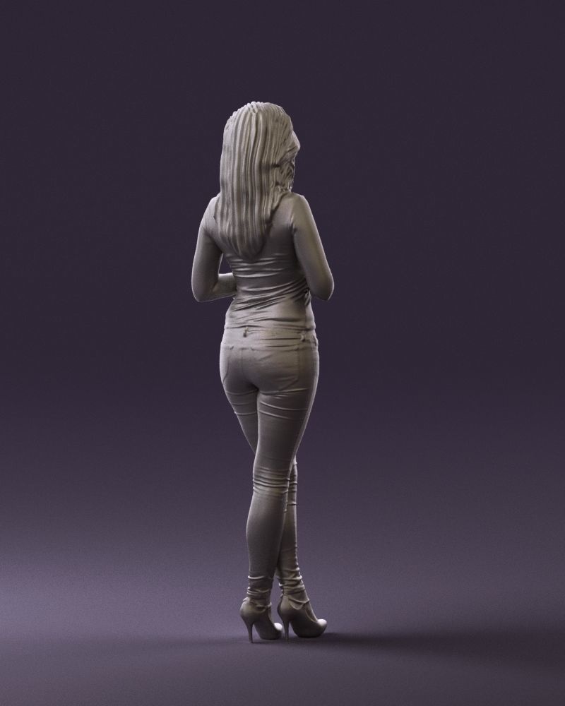 Blond woman with phone 0785 3D model_16
