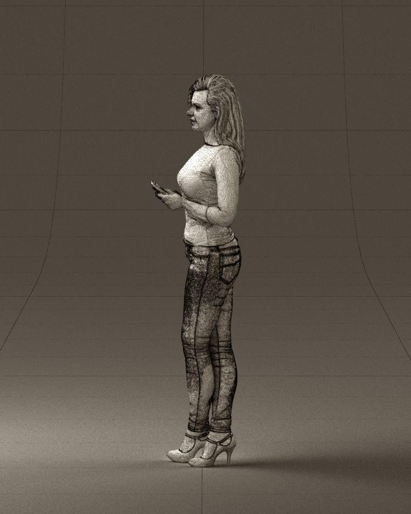 Blond woman with phone 0785 3D model_26