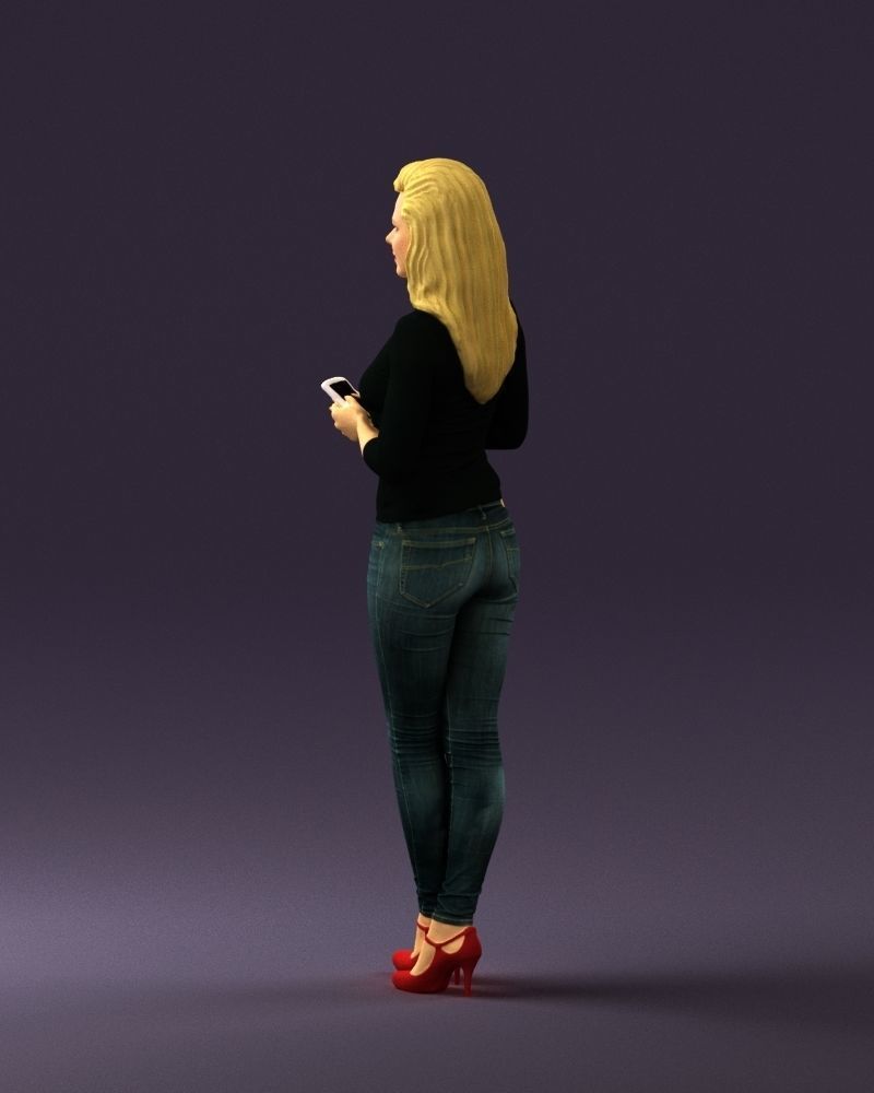 Blond woman with phone 0785 3D model_21
