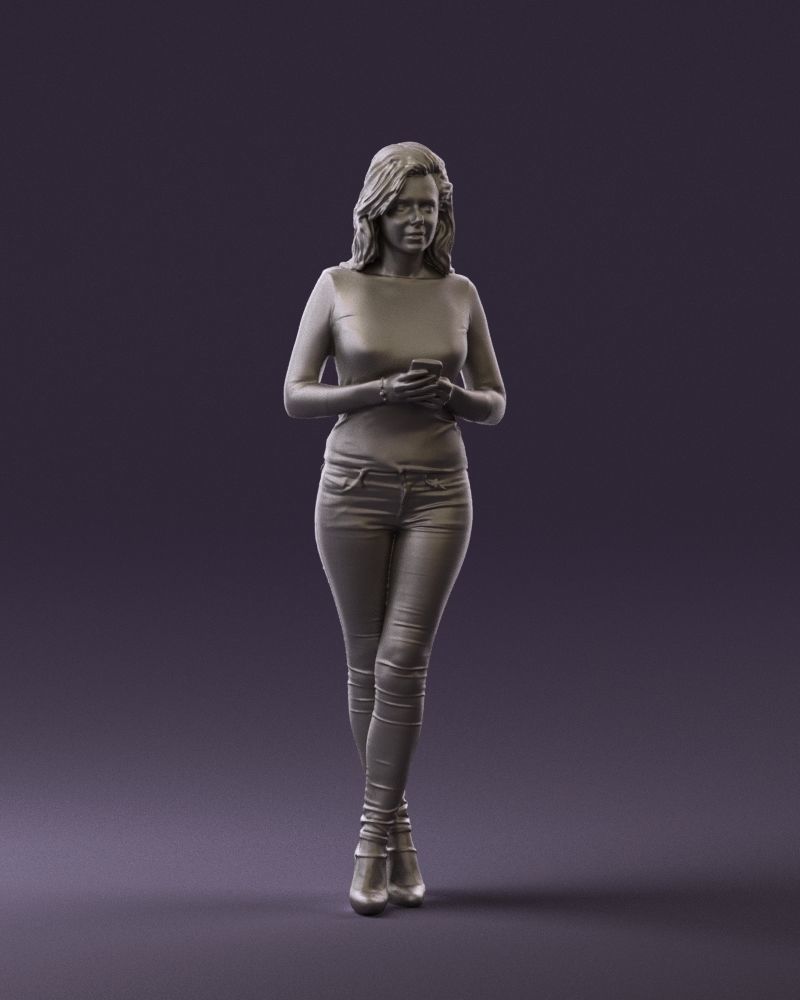 Blond woman with phone 0785 3D model_37