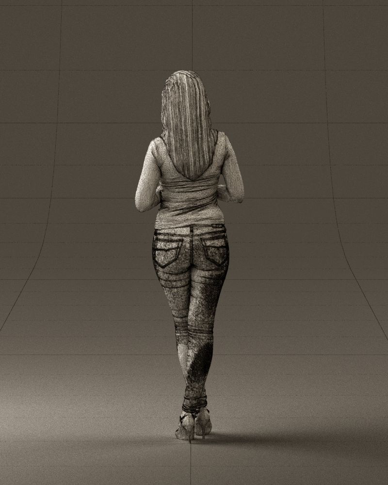 Blond woman with phone 0785 3D model_20